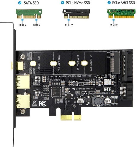 USB C to M.2 SATA SSD Enclosure & Adapter with USB A Port - Dual Interface Su... - Picture 3 of 8
