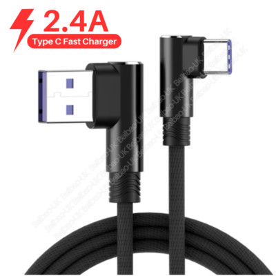3/6/10Ft 90 DEGREE Right Angle USB Type C Fast Data Sync Charger Charging Cable