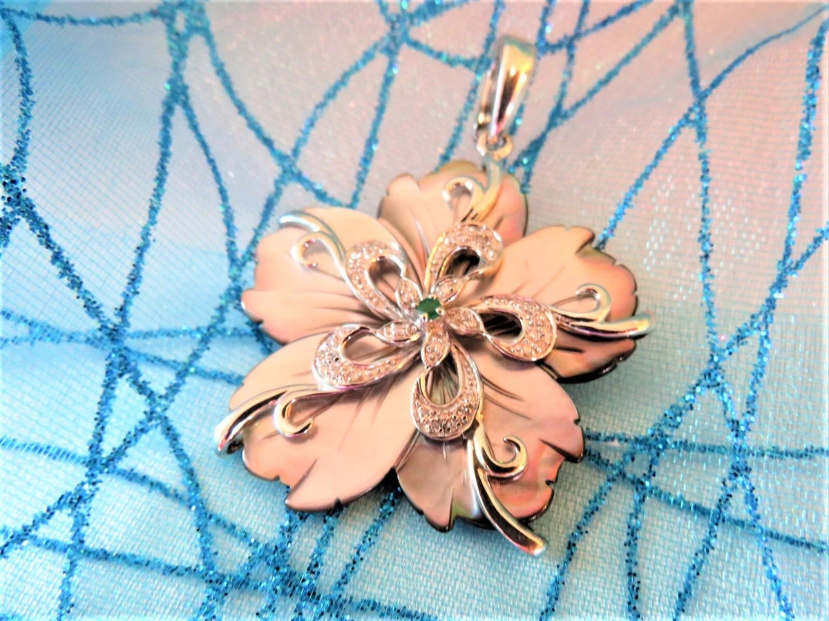 Carved mother of sales pearl pendant