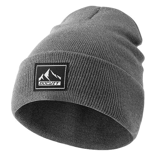 Gorro tejido con puños cálido invierno sombreros unisex calavera tejido talla única negro + gris oscuro - Imagen 5 de 6