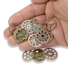 14Pc Steampunk Gear Connectors - Industrial Chic Jewelry, Crafts, Scrapbooking
