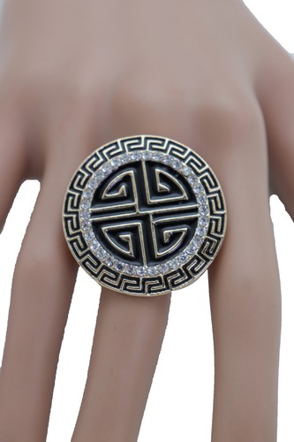 Women Gold Silver Metal Round Ring Cool Fashion Stretch Band Designer Inspired - Picture 7 of 36