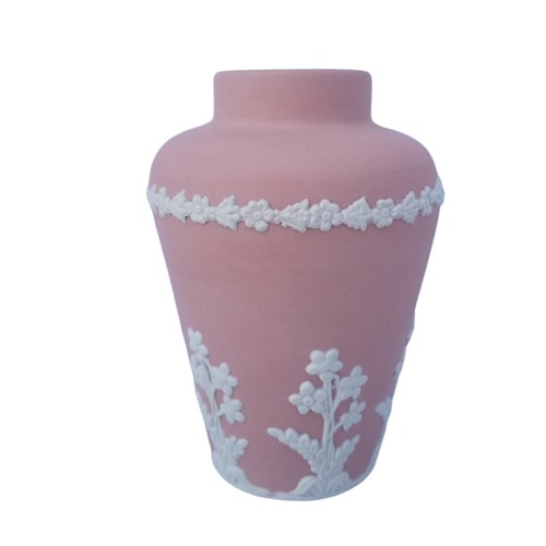 Ecanada Jasperware Vase Canada Art Pottery Pink Floral Vessel Decorative Vintage - Picture 3 of 12