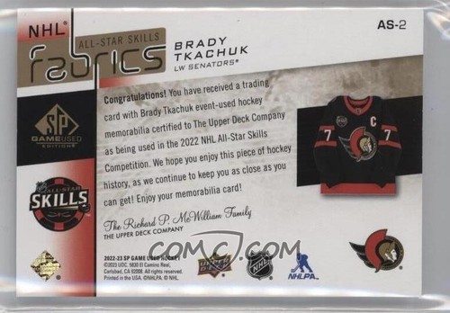 2022-23 SP Game Used All Star Skills Fabrics Patch Brady Tkachuk 29/49 2clr - Bild 2 von 2