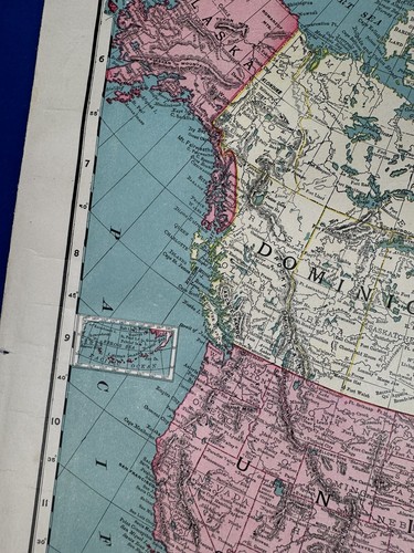 Mapa 1906 NORTEAMÉRICA 20.5" x 14" Países Colores, Estados Unidos, Canadá, México - Imagen 14 de 17