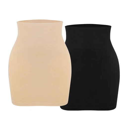 2 in 1 High Waist Shapewear Half Slip Tummy Control Skirt Body Shaper Underdress - Picture 12 of 23