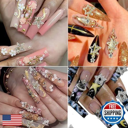 Qdsuh Nagel Charms, 60 Stck. Gold Silber Stern Nailart Charms für Acrylnägel - Bild 5 von 5