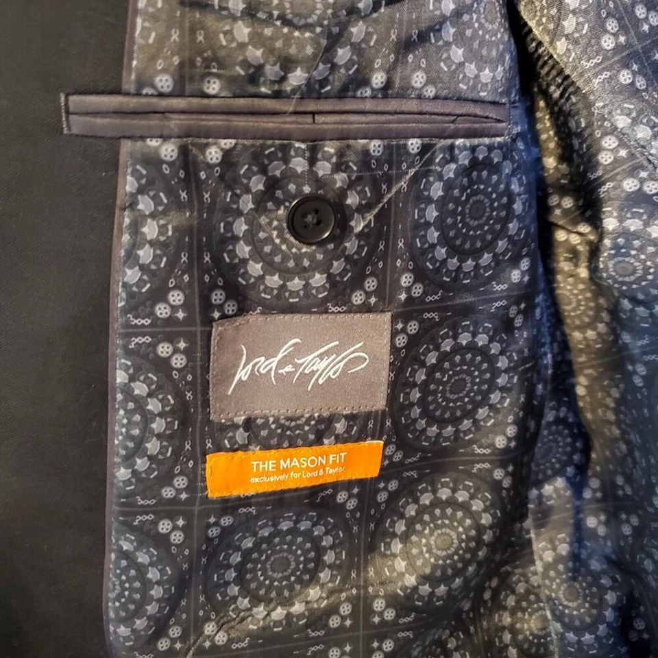 Abrigo deportivo Lord & Taylor negro Blazer Tallia para hombre talla 44R 100 % lana Foto 4 de 4