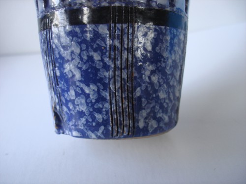 Vintage 60er Jahre Kreiss italienische Handarbeit Keramik bunte Vase mit Original Aufkleber - Bild 12 von 16