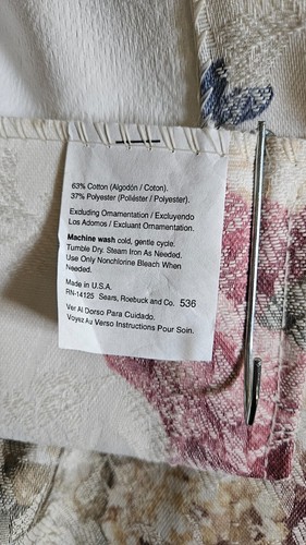 Vintage Sears Victorian Shabby Chic MCM Pinch Pleat Floral Beige Drapes 2 Panels - Picture 7 of 14