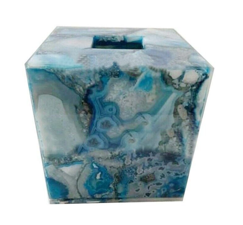 Juego de muebles de baño de piedra caja de tela de ágata azul de 5""x5""x5"" caja de baño de ágata - Imagen 3 de 4