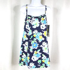 NWT Gabar Ruffle Swimdress Size 12 Chlorine Resist Blue Floral Adjustable Straps