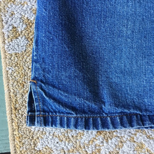 Vtg 90s Y2k Denim Mini Skirt Women 13-14 Blue Jean Distressed Festival Boho - Picture 8 of 10