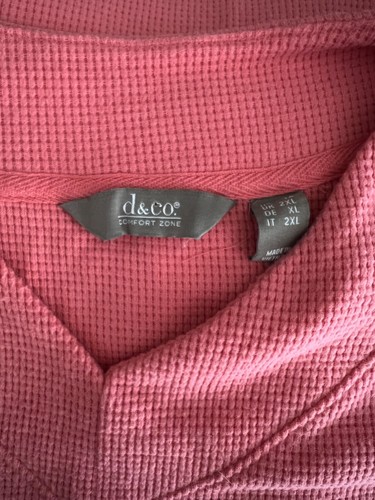 D&Co 1X Shirt Oberteil Rosa Waffelstruktur Langarm Damen Classic Basic D2 - Bild 6 von 6