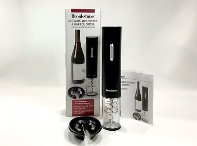 BROOKSTONE Automatic WINE OPENER Foil Cutter Battery Operated New Open Box