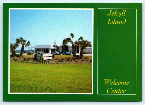 Jekyll Island Welcome Center Buildings Palm Trees Landscape GA Vintage Postcard - Picture 2 of 4