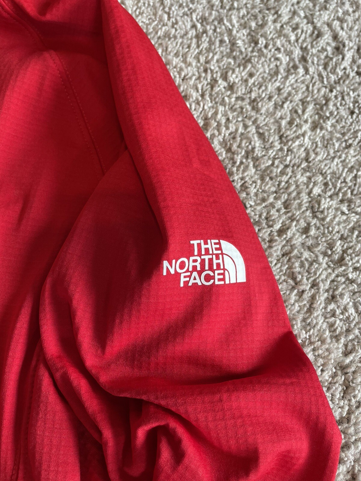 XL North Face Waffle Knit Fleece 1/4 zip Sweater Red Long Sleeve NWT eBay