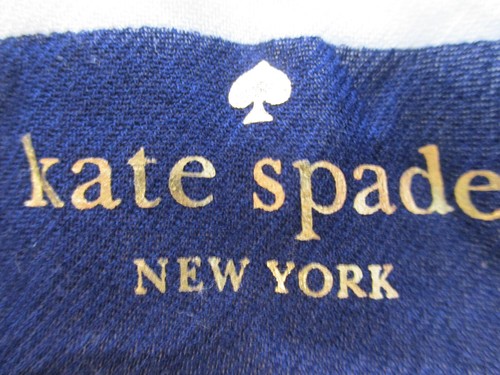 Kate Spade New York Scarf Women's Blue White Striped Red Hanging Crab Oblong * - Picture 2 of 14