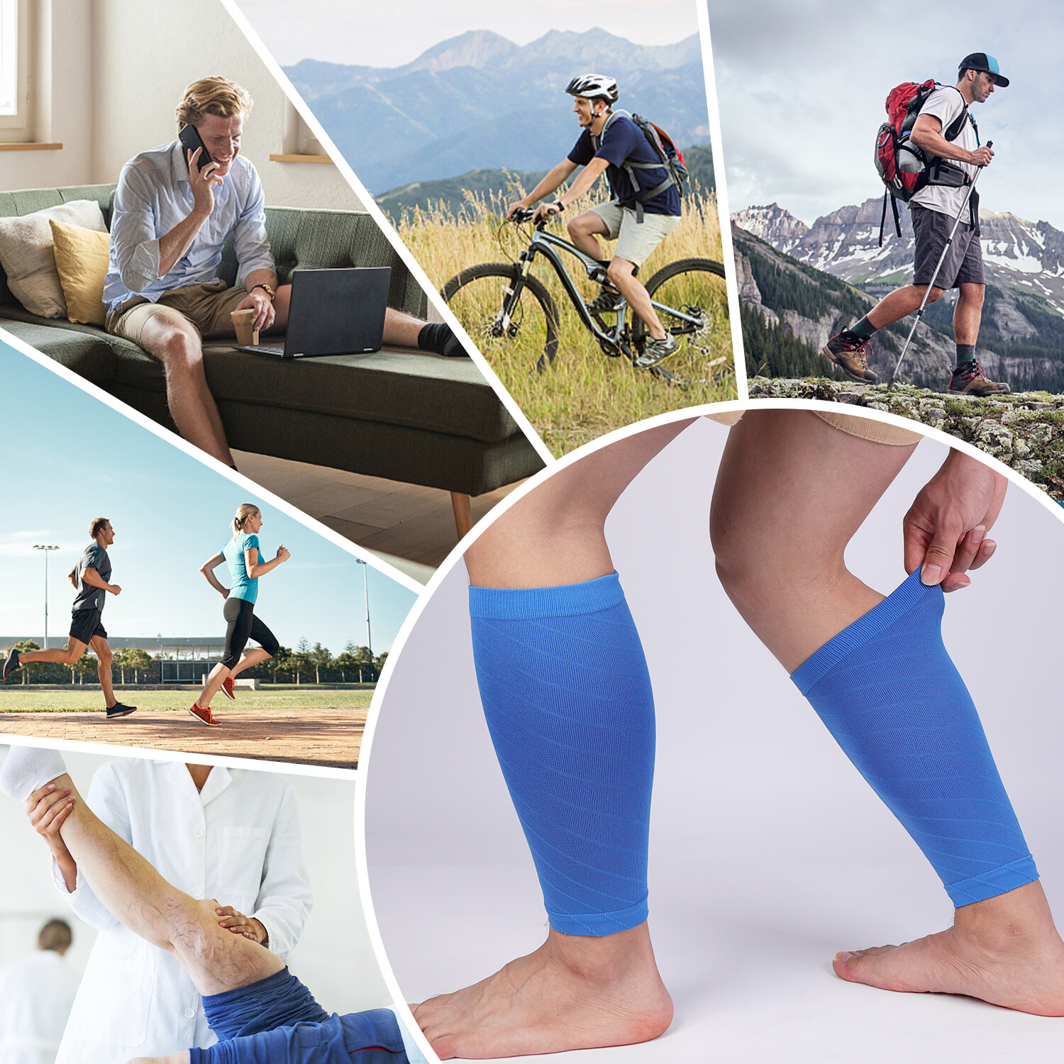 3 X Calf Support Sleeves Leg Compression Socks Runners Shin Splint