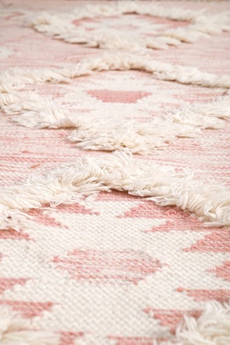 Handwoven Black Wool Flatweave Kilim Floral Area Rug , Pink wool Runner Carpet - Picture 5 of 7