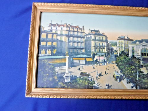 VTG~Gold Wood Framed Print~Algérie~Constantine~Place de la Bréche~Hand Colored - Picture 8 of 12