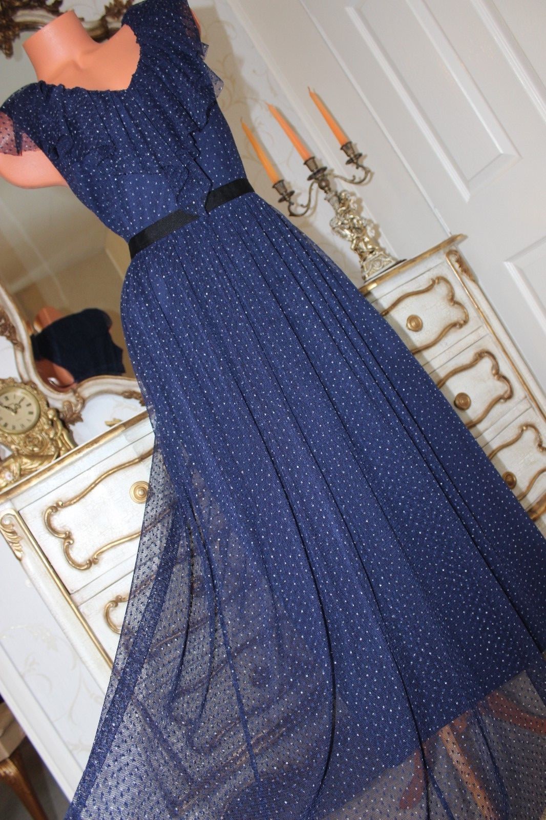 (Ref 7) Marks & Spencer Dark Navy Elasticated Full Length Ladies Dress Size 16 (Ref 7) Marks & Spencer Dark Navy Elasticated Full Length Ladies Dress Size 16