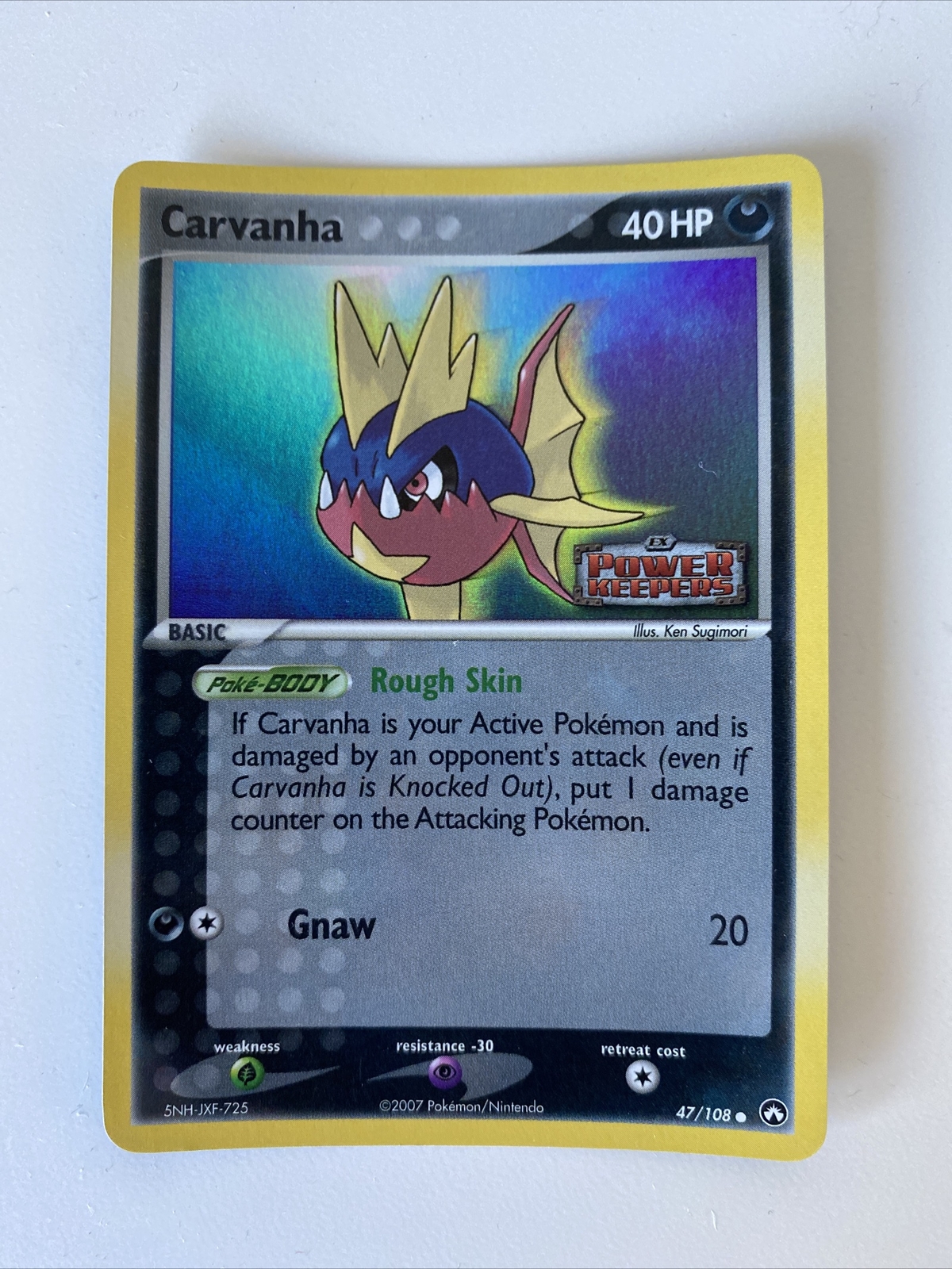 Pokemon Card - Carvanha EX Power Keepers 47/108 Reverse HOLO Stamped LP