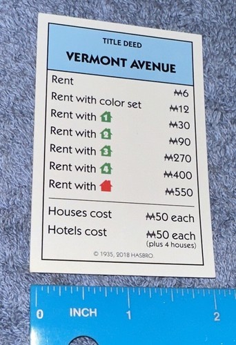2017 Monopoly Game Replacement Pieces - 3 Lt. Blue Property Cards - Picture 4 of 4
