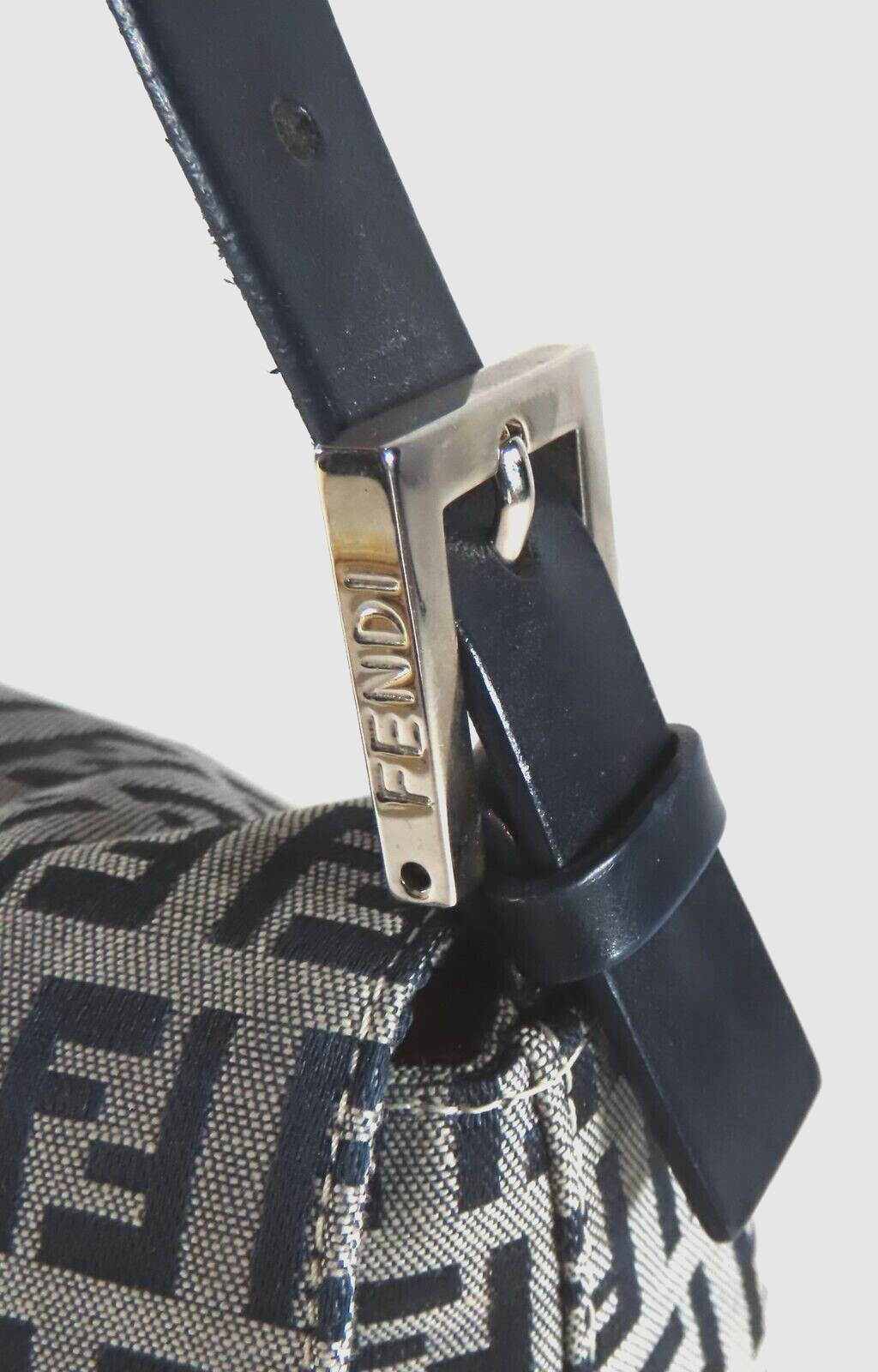 Authentic Vintage FENDI ZUCCHINO BAGUETTE NAVY No. 2241-26424-018 with Dust Bag - Picture 5 of 24