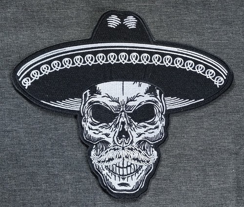 Mexicali Biker Mexican Sombrero Totenkopf großer bestickter Rückenaufnäher - Bild 3 von 10