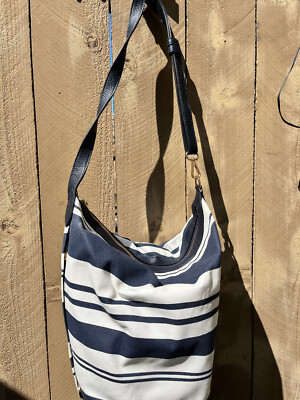 A New Day Navy/White Striped Convertible Shoulder Handbag