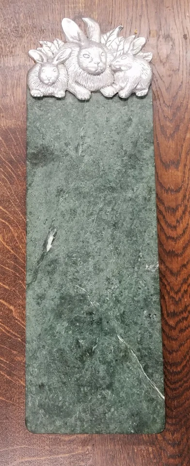 Arthur Court Rabbit Bunny Green Marble Cheese Cutting Board Serving Tray 1986 - Image 4 of 4