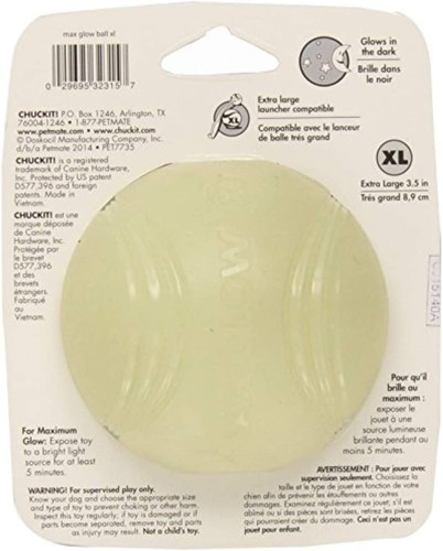 Chuckit Max Glow Ball Brilla en la Oscuridad X-Large Juguete para Perros 3.5 - pulgadas - Imagen 4 de 7