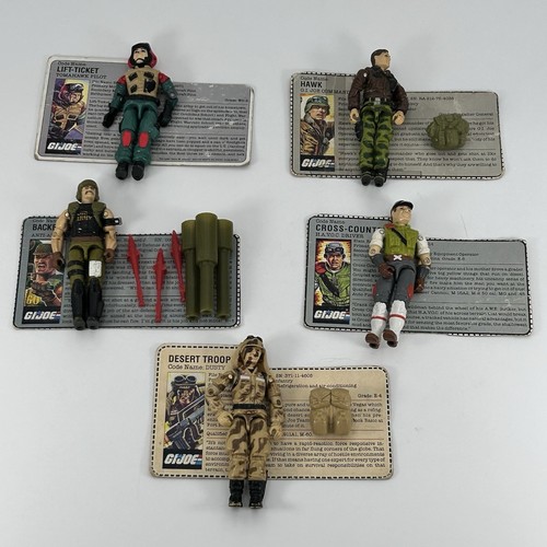 GI Joe ARAH Lot Of 5  W/ File Cards CrossCountry Backblast Hawk Liftticket Dusty
