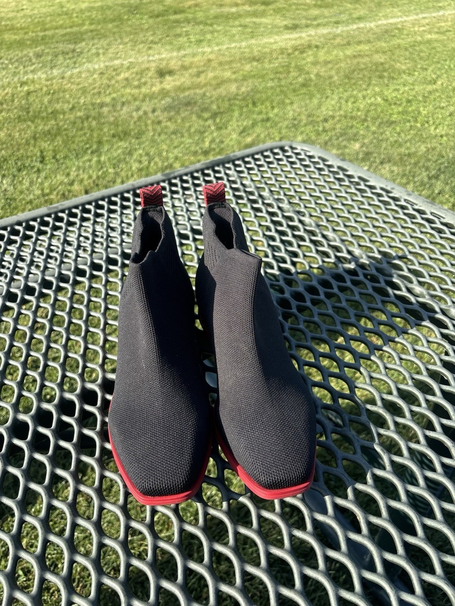 Vivaia Square Toe Chelsea Boots Size 38.5 US Size 7.5 Black/Red | eBay