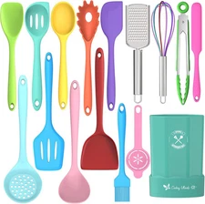 Silicone Kitchen Utensils Set, 16-Piece small, large, Colorful 
