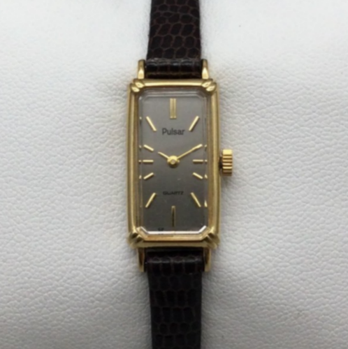 Vintage Pulsar Uhr Damen V220-5200 12mm goldfarbenes Lederband neue Batterie - Bild 1 von 15