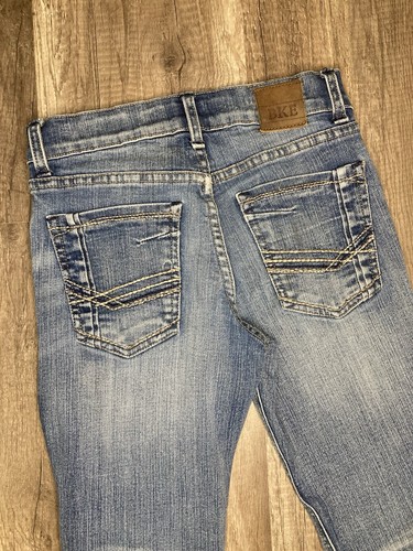 BKE Buckle Boys Sz 12 Youth Conner Bootcut Blue Denim Jeans JBK9004 Inseam 26 - Afbeelding 3 van 8