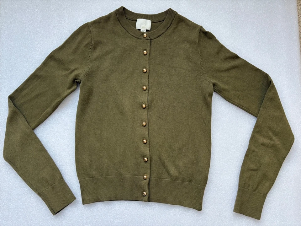 Cárdigan de botones verde oliva de H&M xs para mujer con botones dorados Foto 2 de 4