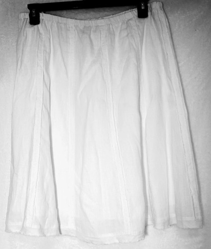 Falda de lino Soft Surroundings líneas de dobladillo crudo para mujer grande blanca nueva - Imagen 8 de 10