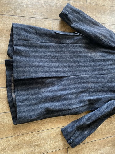 Vintage Russian Wool Trench Coat Tweed Striped Gray - Picture 15 of 24