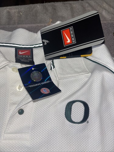 Oregon Duck Polo Auténtico Equipo Ropa Hombre’s Pequeño Blanco Con Logo Verde - Imagen 4 de 13