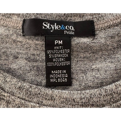 Suéter Style & Co. Petite PM Gris Brezo Claro con Blusa a Cuadros Dobladillo - Imagen 3 de 6