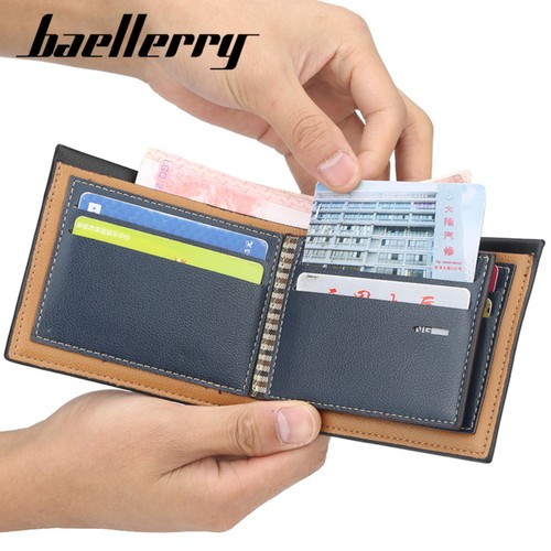 Cartera sin asas plegable de cuero delgada frontal para hombre con porta tarjetas de crédito - Imagen 13 de 15