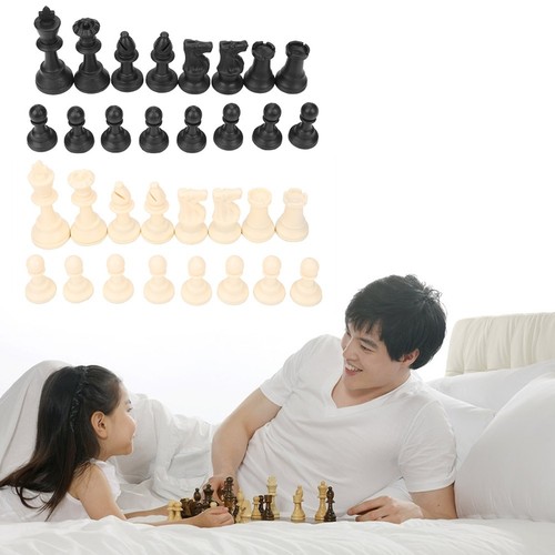 Plastic International Chess Pieces Standard Tournament Chessmen Black&White Zz1 - Picture 5 of 8