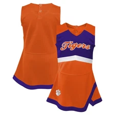 Girls Toddler Orange Clemson Tigers Cheer Captain Dress with Bloomers