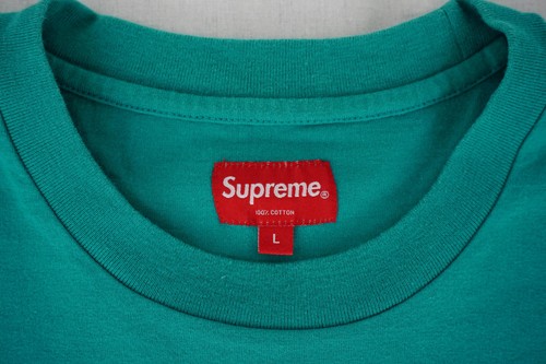 Supreme SS 19 Mesh Stripe logo pocket teal shirt tagged large street wear - Picture 4 of 16
