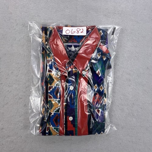 Vintage Wrangler Western Shirt Mens S/M Aztec Rodeo Cowboy Cut X-Long Tails - Picture 12 of 12