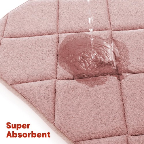Pink Bathroom Rug Sets 4 Piece, Non Slip Memory Foam Bathroom Rugs, Machine W... - Picture 3 of 7
