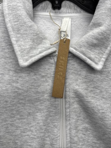 Skims Cotton Fleece Oversized Half Zip Pullover Large Gray Soft Comfy Cozy - Picture 3 of 10